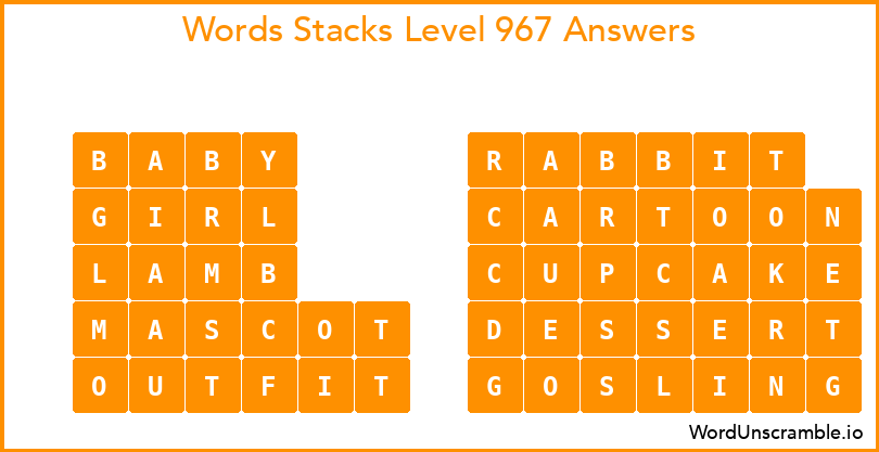 Word Stacks Level 967 Answers