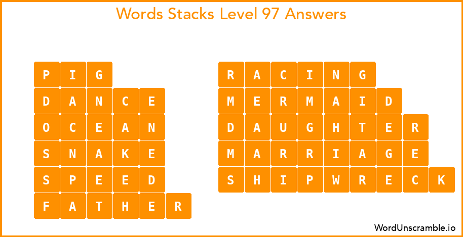 Word Stacks Level 97 Answers
