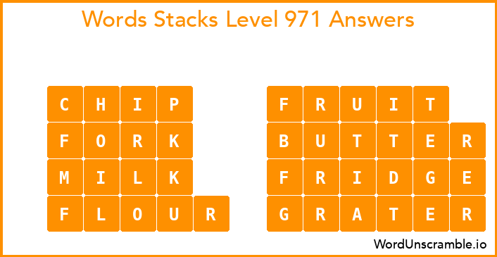 Word Stacks Level 971 Answers