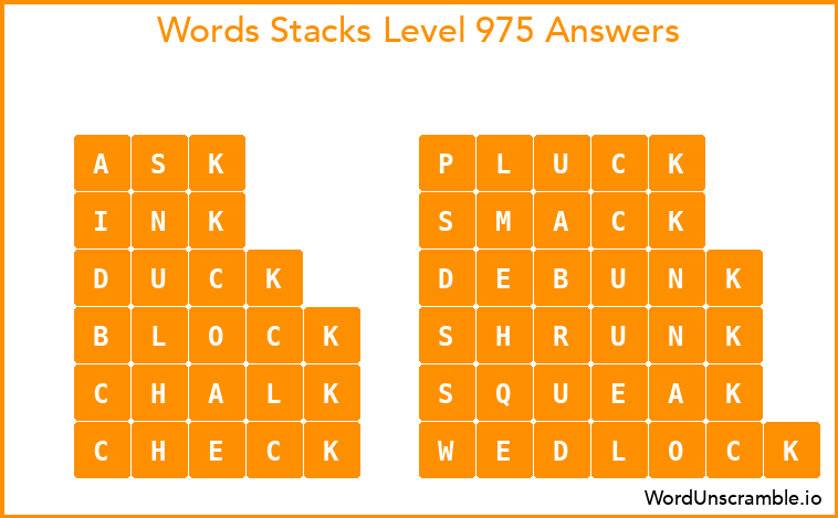 Word Stacks Level 975 Answers