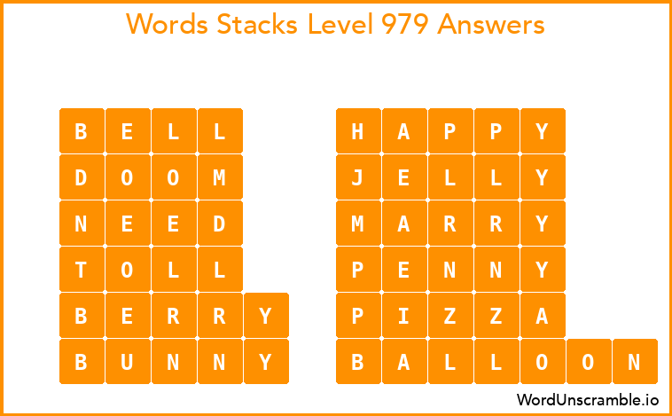 Word Stacks Level 979 Answers