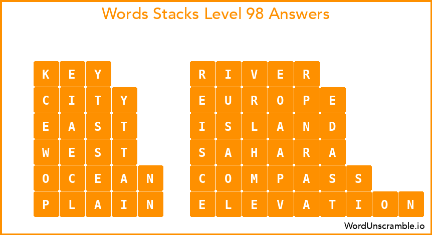 Word Stacks Level 98 Answers