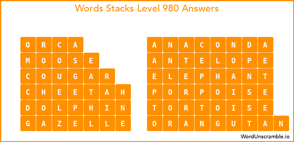 Word Stacks Level 980 Answers