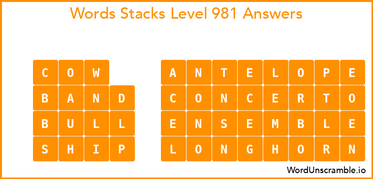 Word Stacks Level 981 Answers