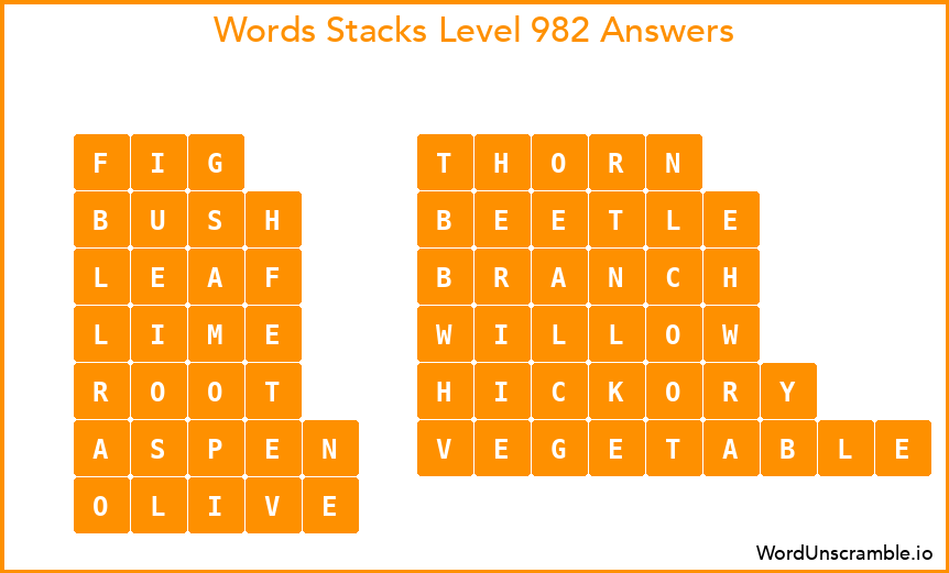 Word Stacks Level 982 Answers