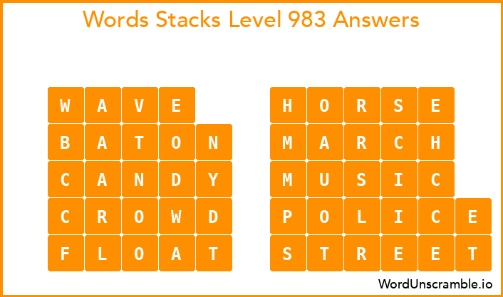 Word Stacks Level 983 Answers