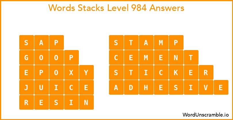 Word Stacks Level 984 Answers