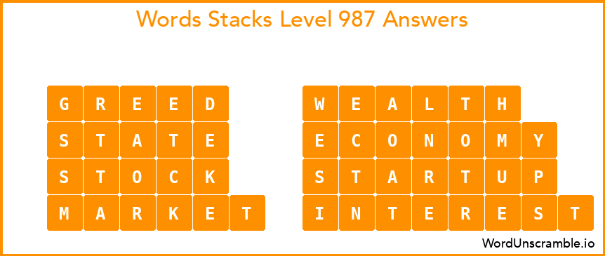 Word Stacks Level 987 Answers