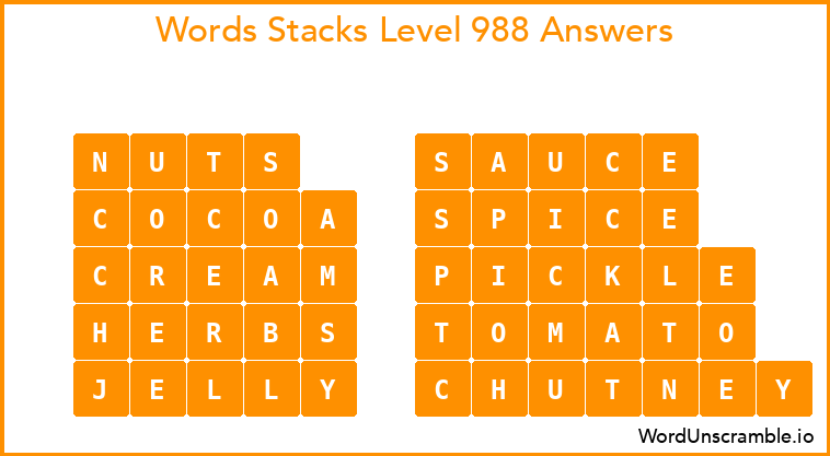 Word Stacks Level 988 Answers