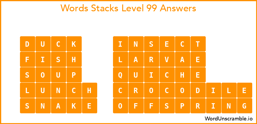 Word Stacks Level 99 Answers