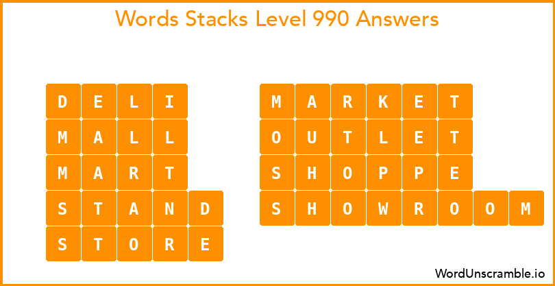 Word Stacks Level 990 Answers