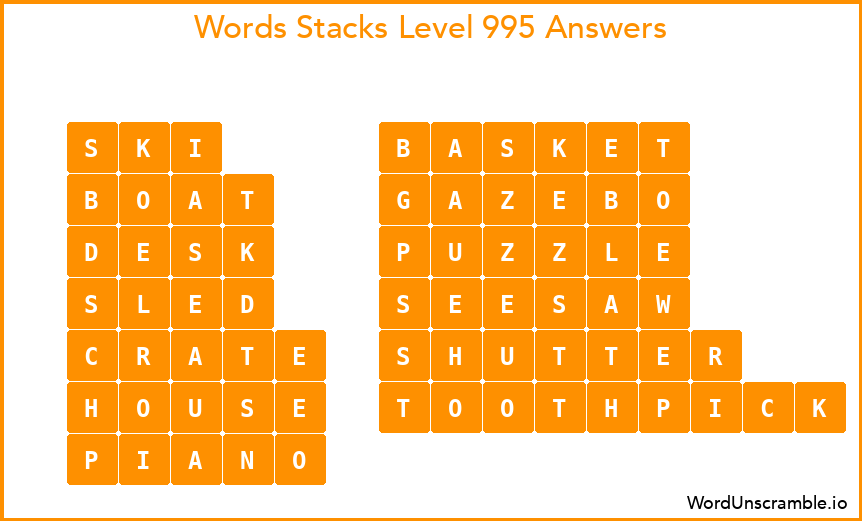 Word Stacks Level 995 Answers