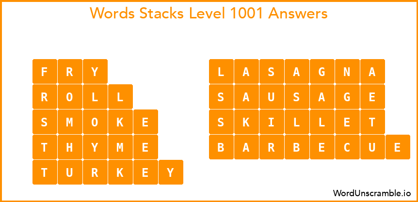 Word Stacks Level 1001 Answers