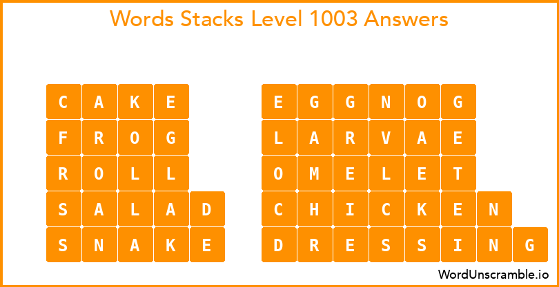 Word Stacks Level 1003 Answers