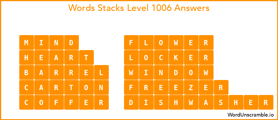 Word Stacks Level 1006 Answers
