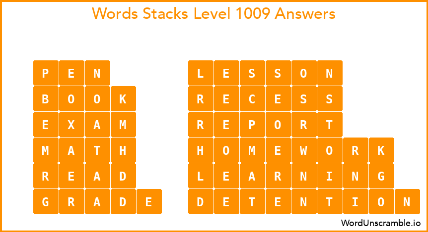 Word Stacks Level 1009 Answers