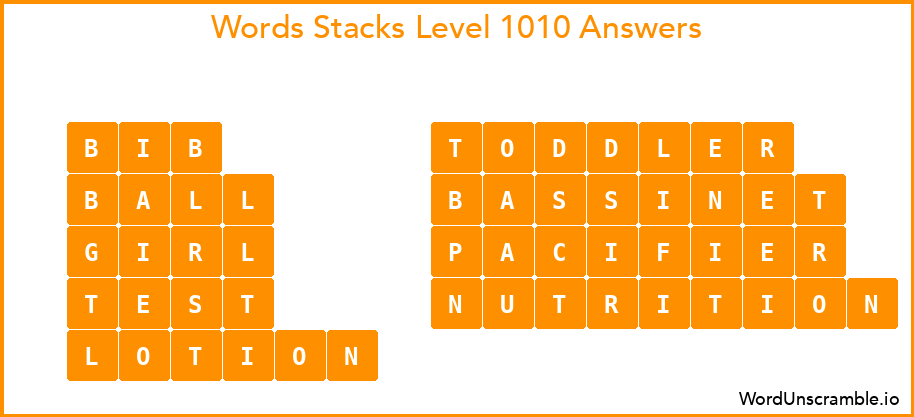 Word Stacks Level 1010 Answers