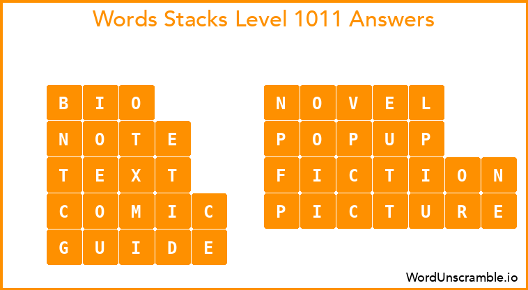 Word Stacks Level 1011 Answers