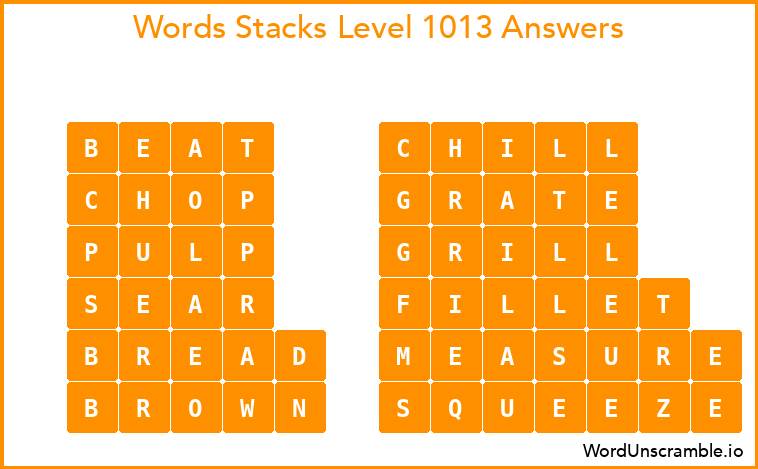 Word Stacks Level 1013 Answers