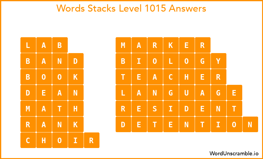 Word Stacks Level 1015 Answers