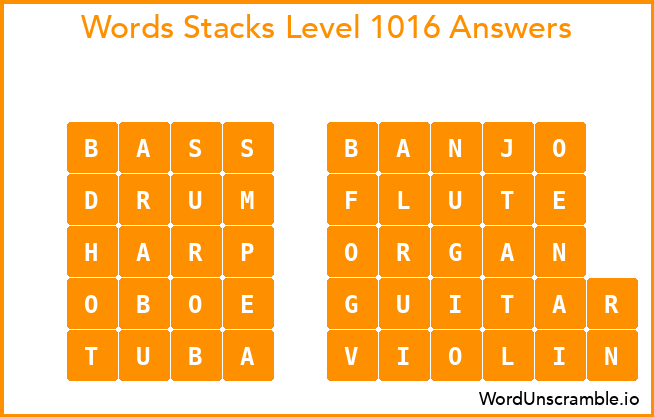 Word Stacks Level 1016 Answers
