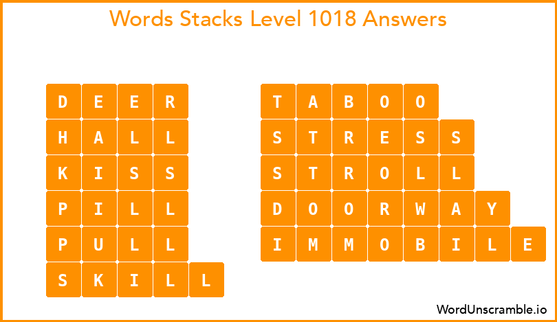 Word Stacks Level 1018 Answers