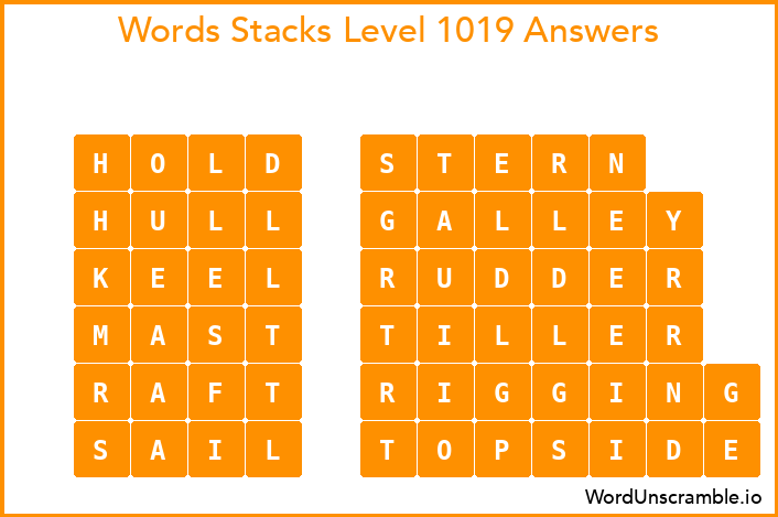 Word Stacks Level 1019 Answers