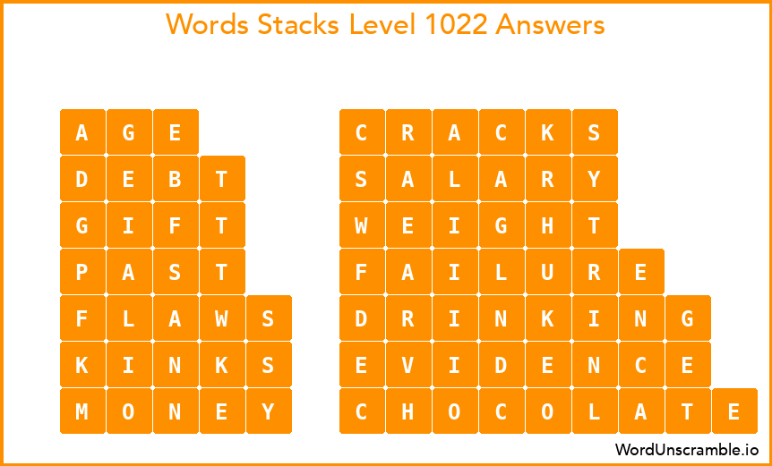Word Stacks Level 1022 Answers