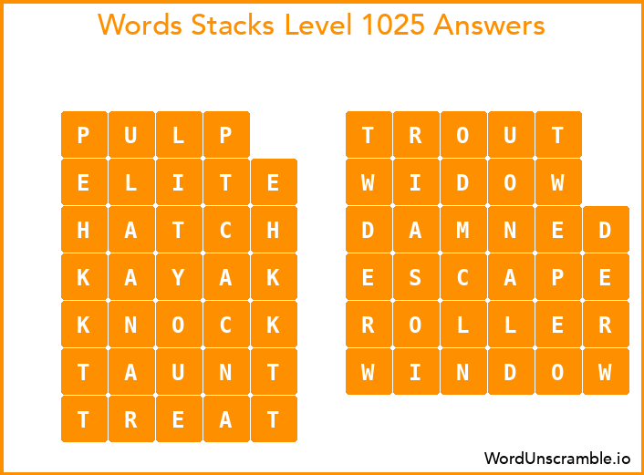 Word Stacks Level 1025 Answers