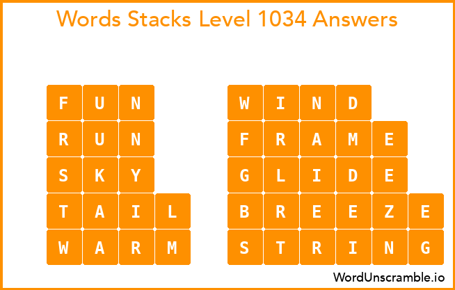 Word Stacks Level 1034 Answers