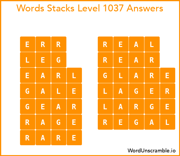 Word Stacks Level 1037 Answers