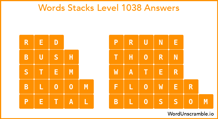 Word Stacks Level 1038 Answers