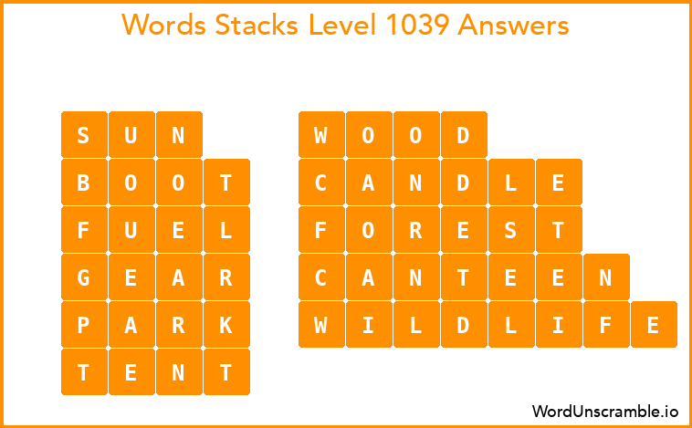 Word Stacks Level 1039 Answers