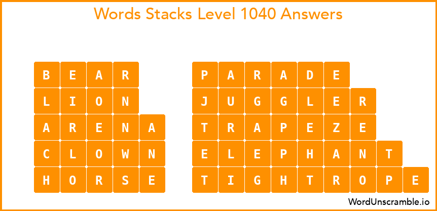 Word Stacks Level 1040 Answers