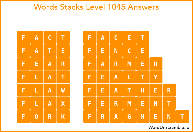 Word Stacks Level 1045 Answers