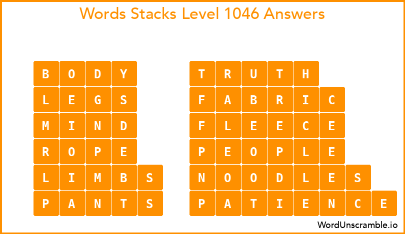 Word Stacks Level 1046 Answers