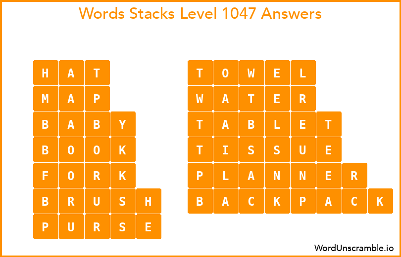 Word Stacks Level 1047 Answers