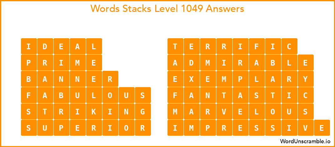 Word Stacks Level 1049 Answers