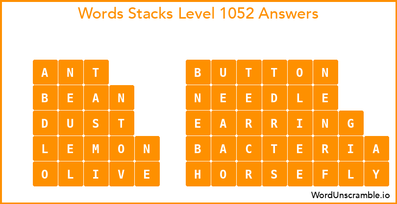 Word Stacks Level 1052 Answers