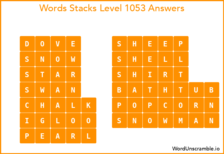 Word Stacks Level 1053 Answers