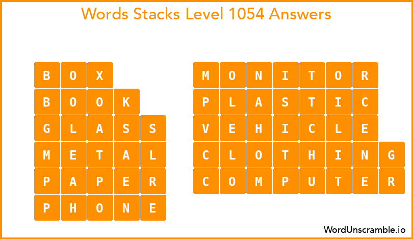 Word Stacks Level 1054 Answers