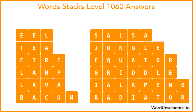 Word Stacks Level 1060 Answers
