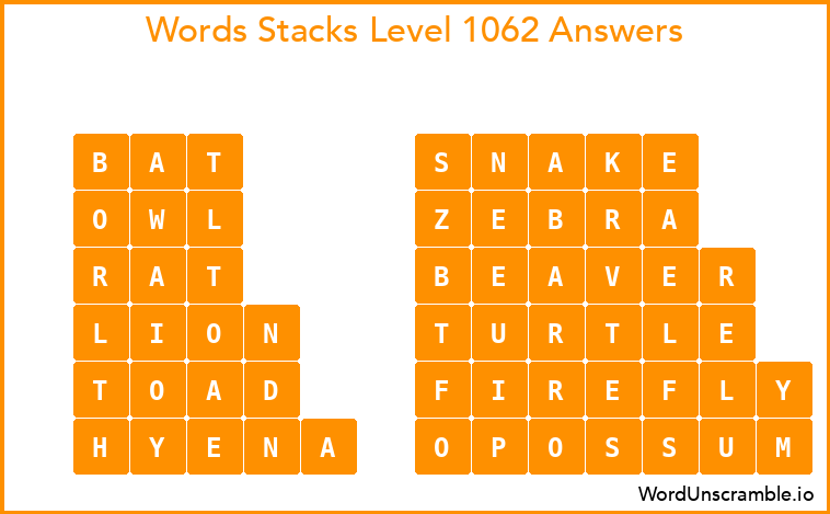 Word Stacks Level 1062 Answers