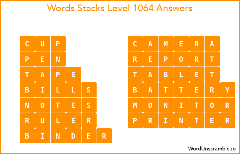 Word Stacks Level 1064 Answers