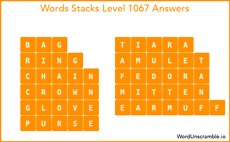 Word Stacks Level 1067 Answers