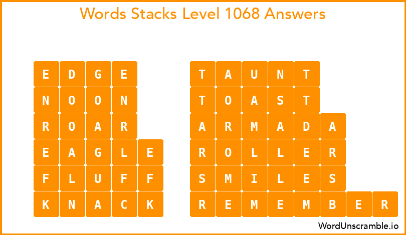 Word Stacks Level 1068 Answers