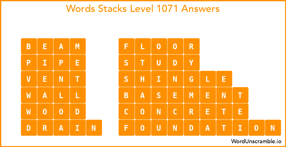 Word Stacks Level 1071 Answers