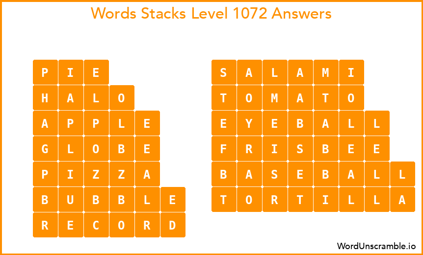 Word Stacks Level 1072 Answers