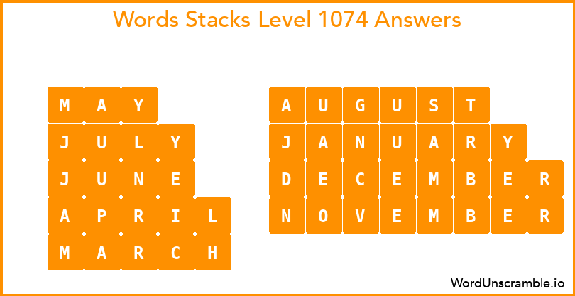 Word Stacks Level 1074 Answers