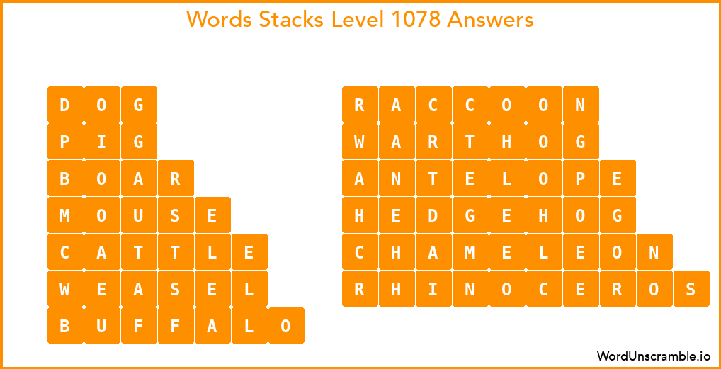 Word Stacks Level 1078 Answers